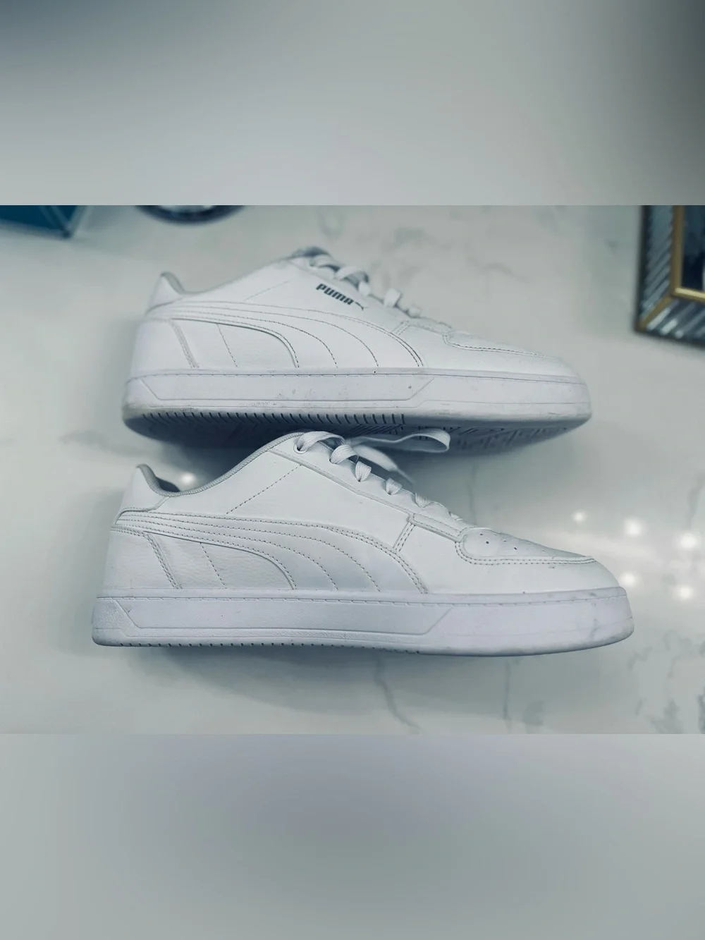 Puma Men’s White Low-Top Lace-Up Sneakers